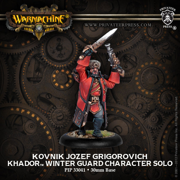 Warmachine: Khador Kovnik Jozef Grigorovich Winter Guard Character Solo (White Metal)