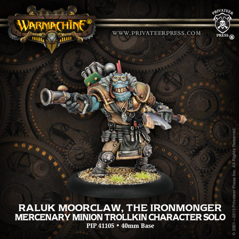 Hordes: Trollblood Raluk Moorclaw, the Ironmonger Mercenary Trollkin Character Solo (White Metal)