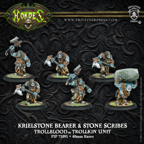 Hordes: Trollblood Trollkin Krielstone Bearer & Stone Scribes Unit (Resin and White Metal)