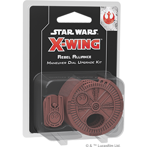 Packaging for X-Wing 2nd Ed: Rebel Alliance Maneuver Dial Upgrade Kit, featuring red maneuver dials for the Star Wars franchise.