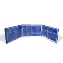 Set of solar panels arranged in a semi-circle on a white background