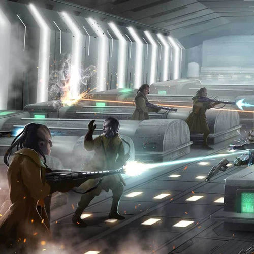 Battle scene with aliens