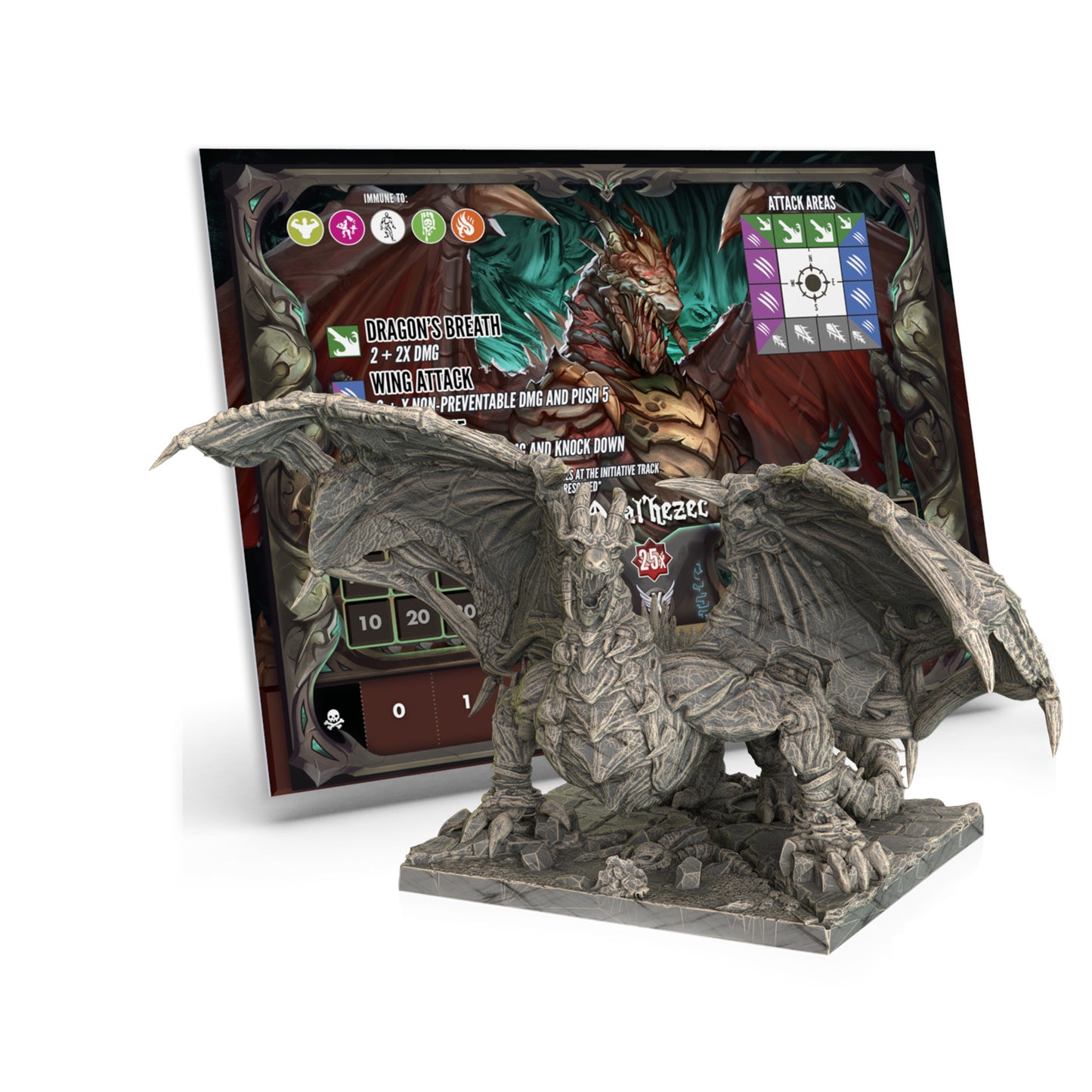 Dragon figurine with game card in the background