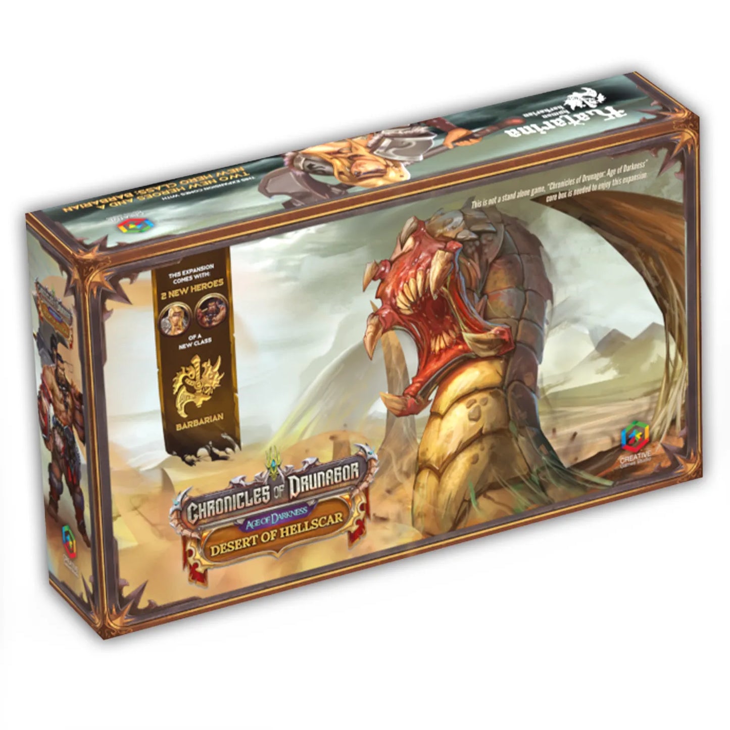 board game box with dragon illustration on a white background