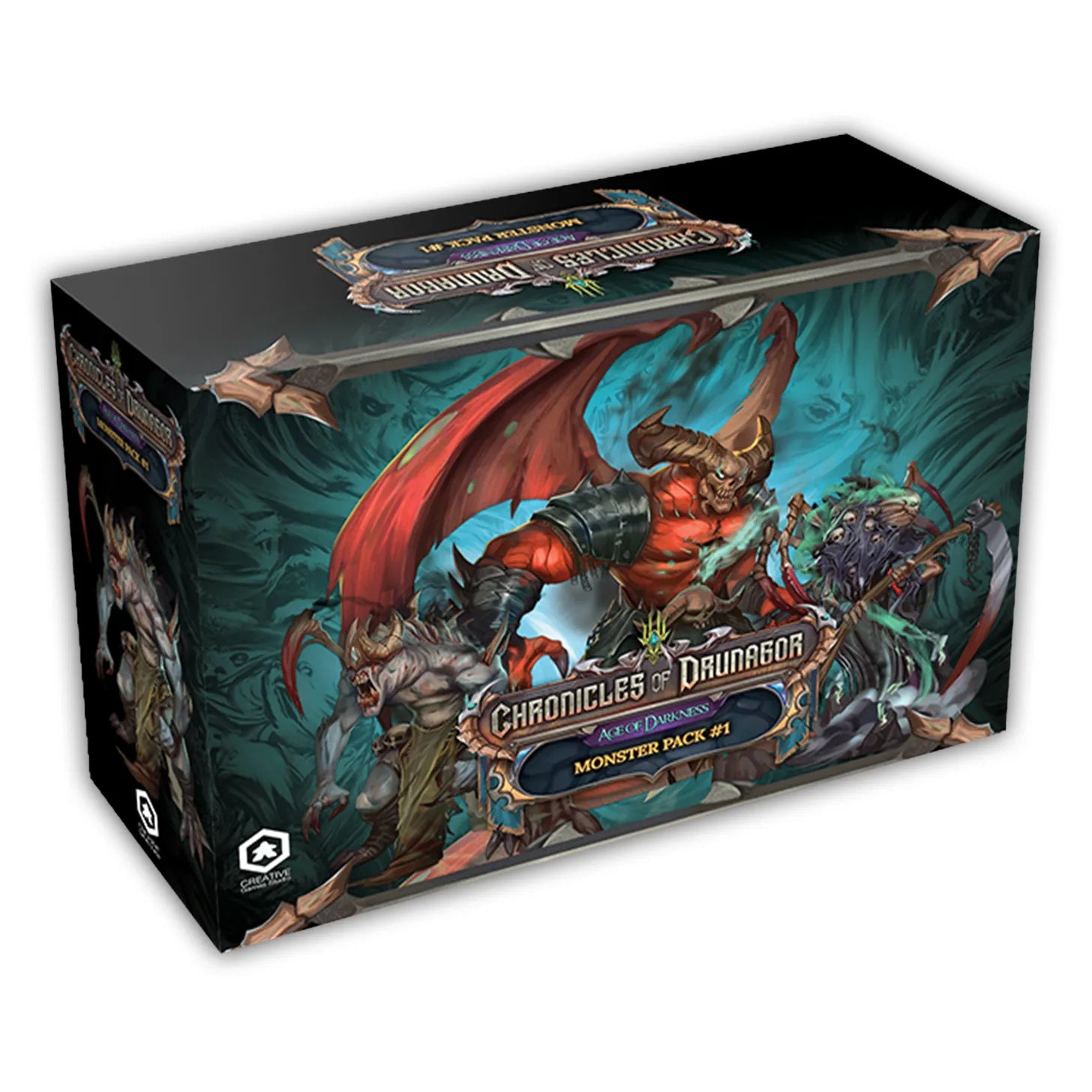 Game box for 'Chronicles of Drunagor' with fantasy artwork on a white background