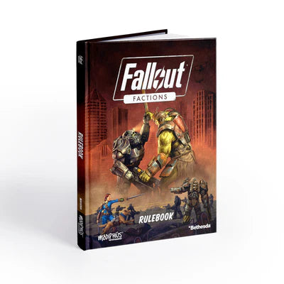 Fallout Factions rulebook with characters on the cover