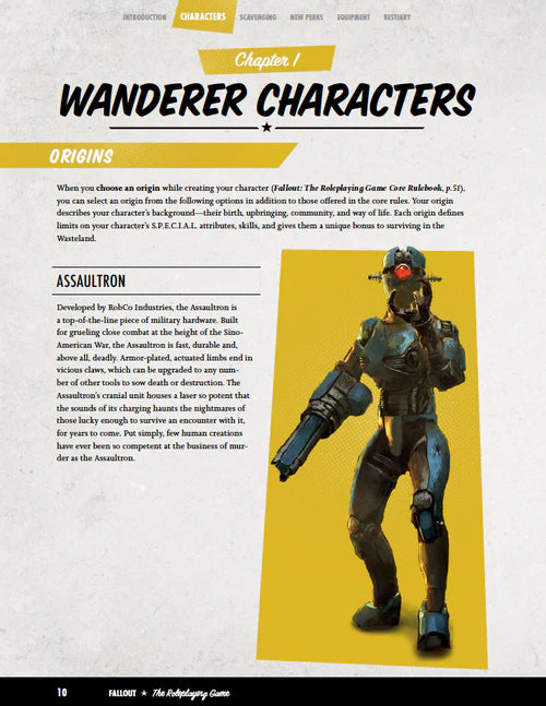 Game rules and robot character