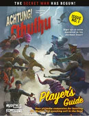 Cover of 'Achtung! Cthulhu' Players' Guide with characters and text on a blue background