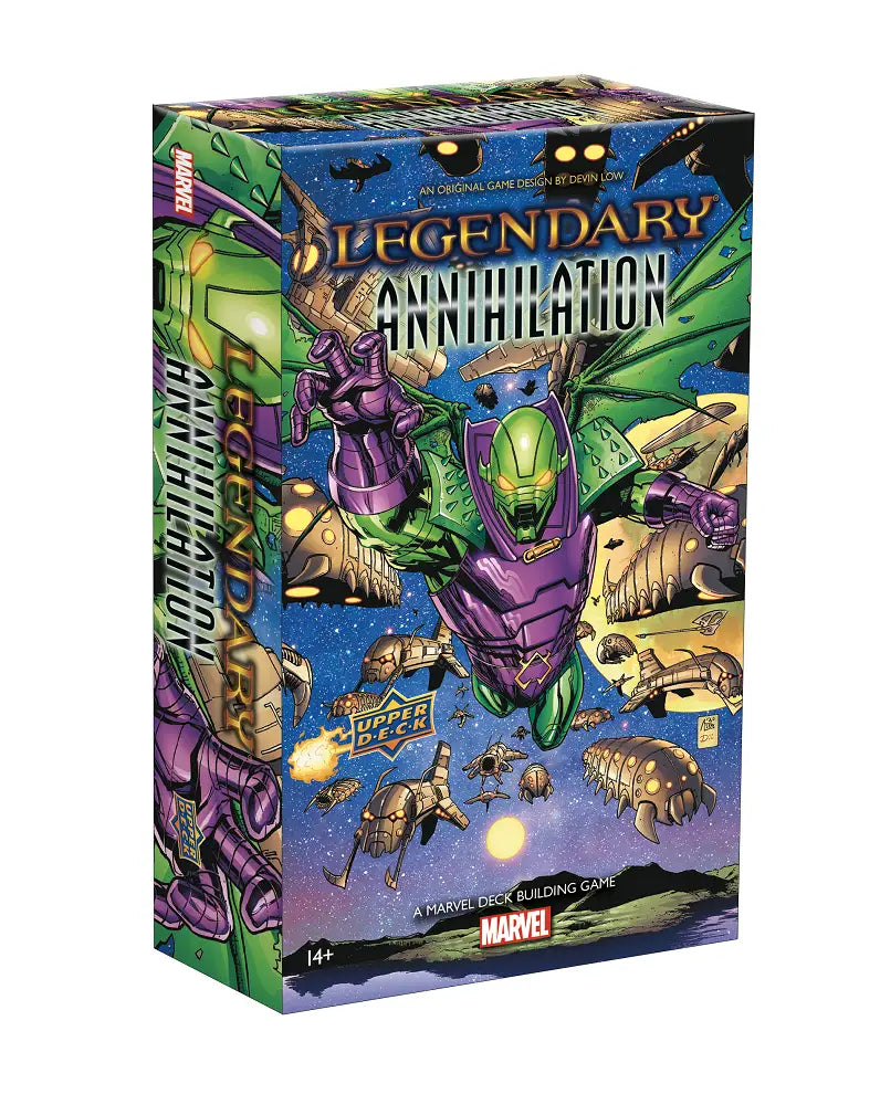 annihilation box art with green and purple robot alien