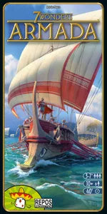Board game box for '7 Wonders Armada' with a ship on the cover