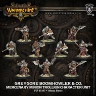 Warmachine: Mercenaries Greygore Boomhowler and Co. Minion Trollkin Character Unit (10)(White Metal)